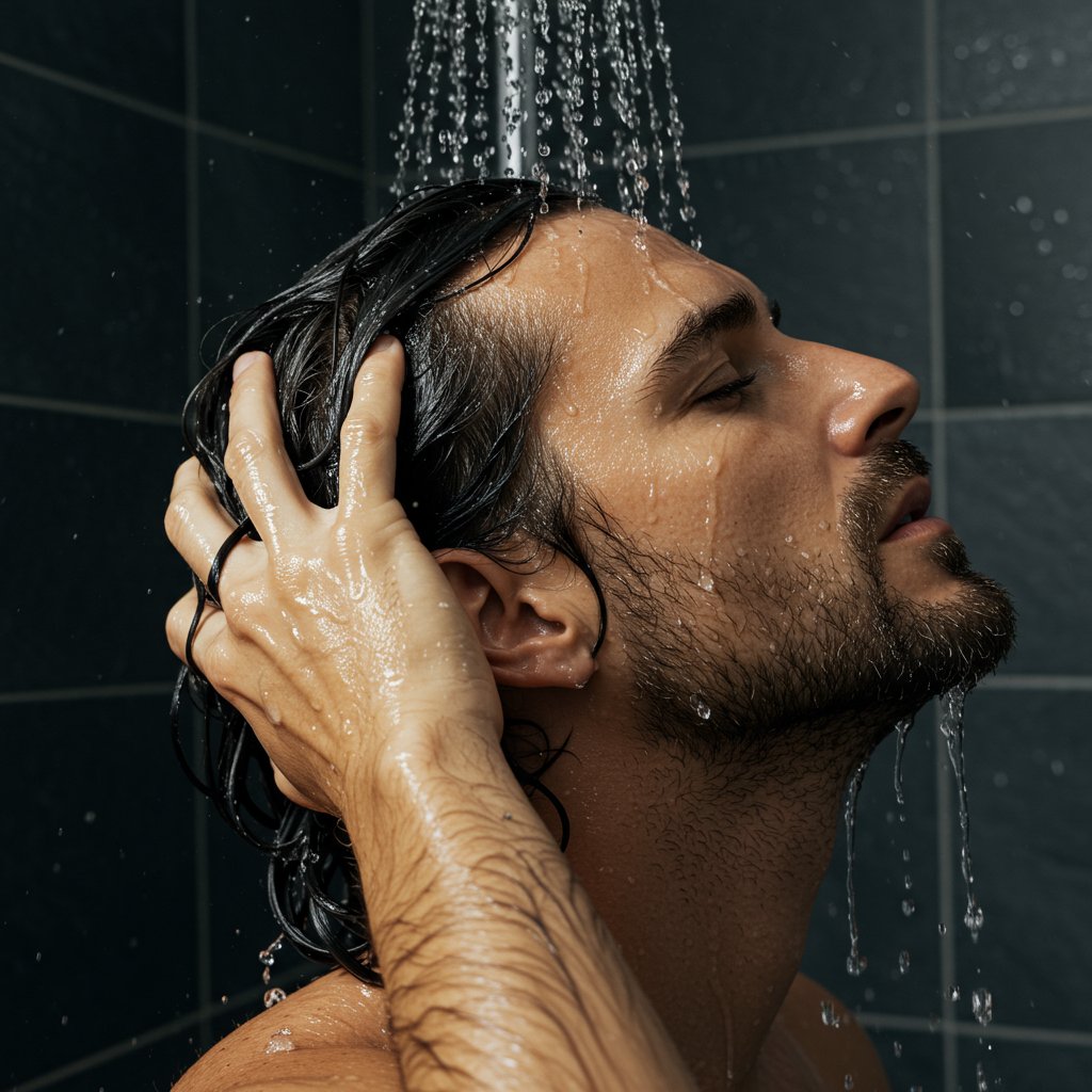 Man-Washing-Long-Hair-In-Shower