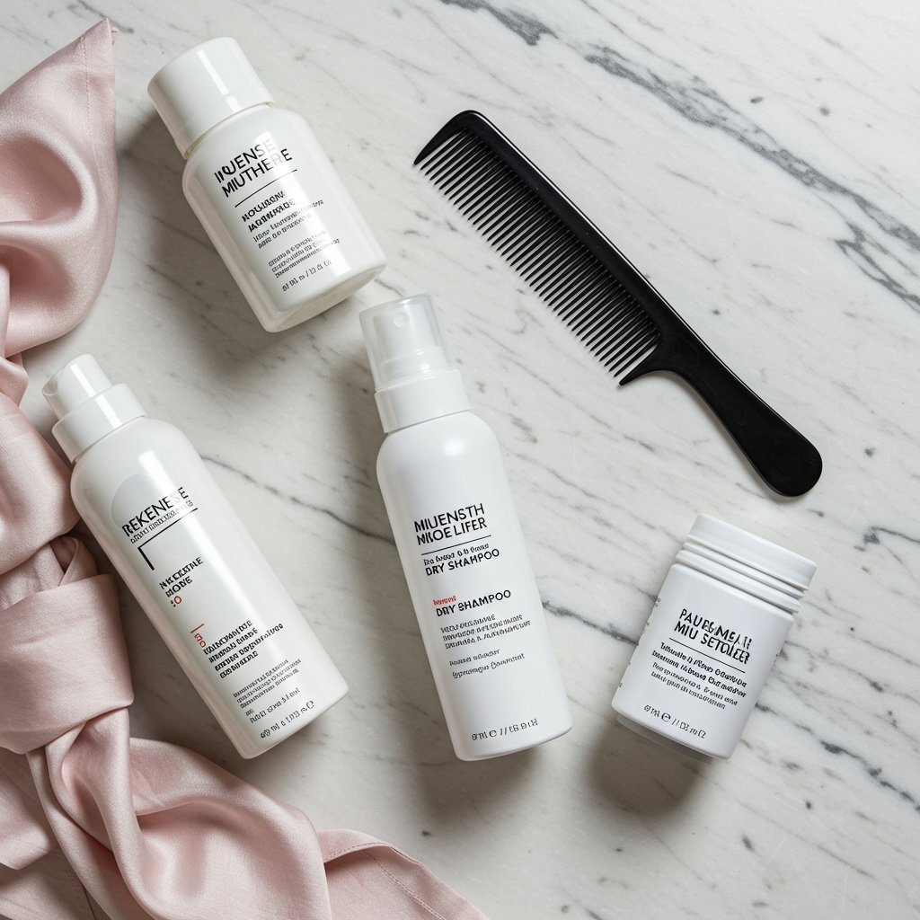 Flat-Lay-Of-Fine-Hair-Styling-Products