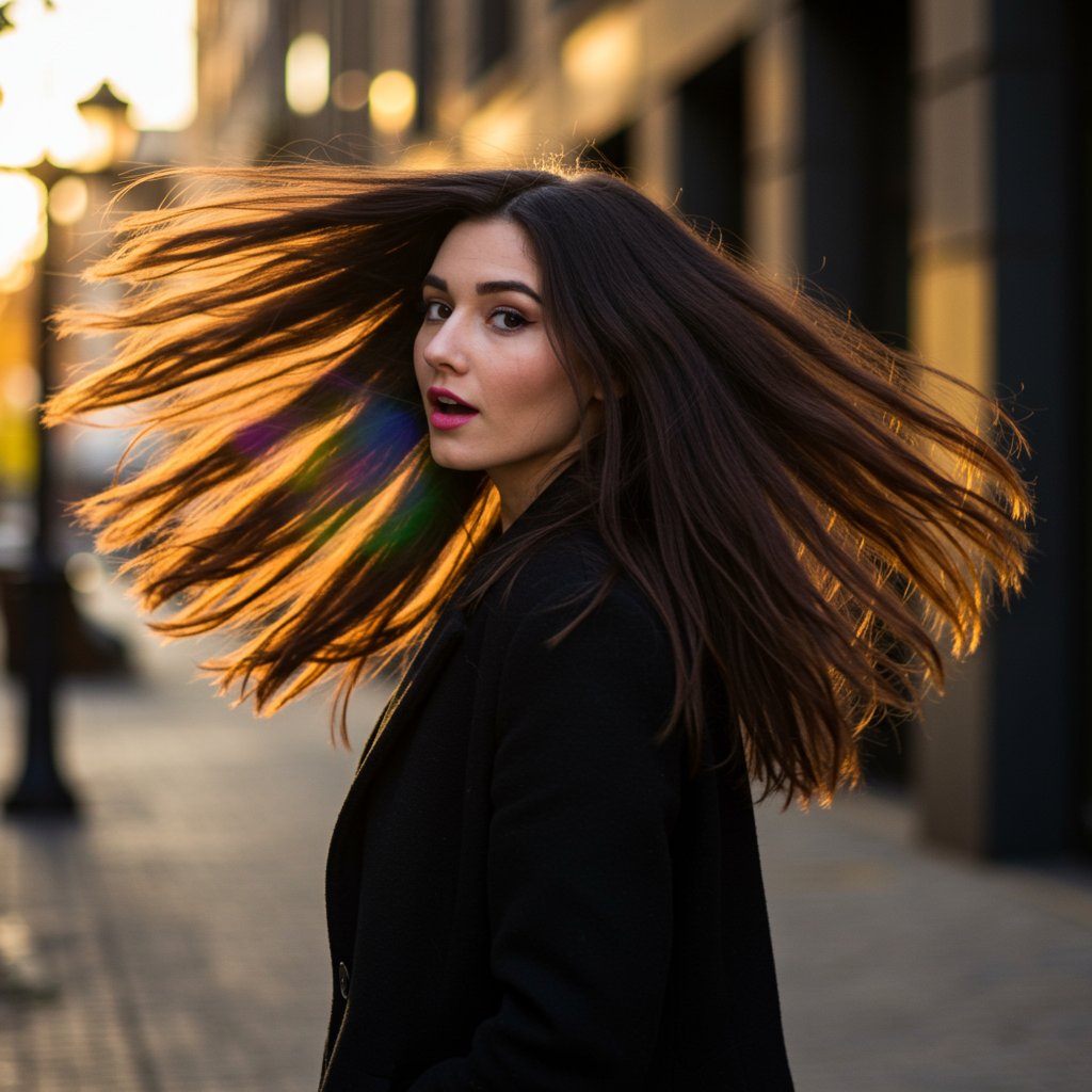 Woman With Peekaboo Rainbow Hair