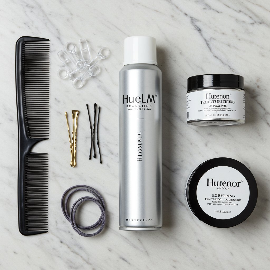 Flat Lay Of Braiding Tools And Products