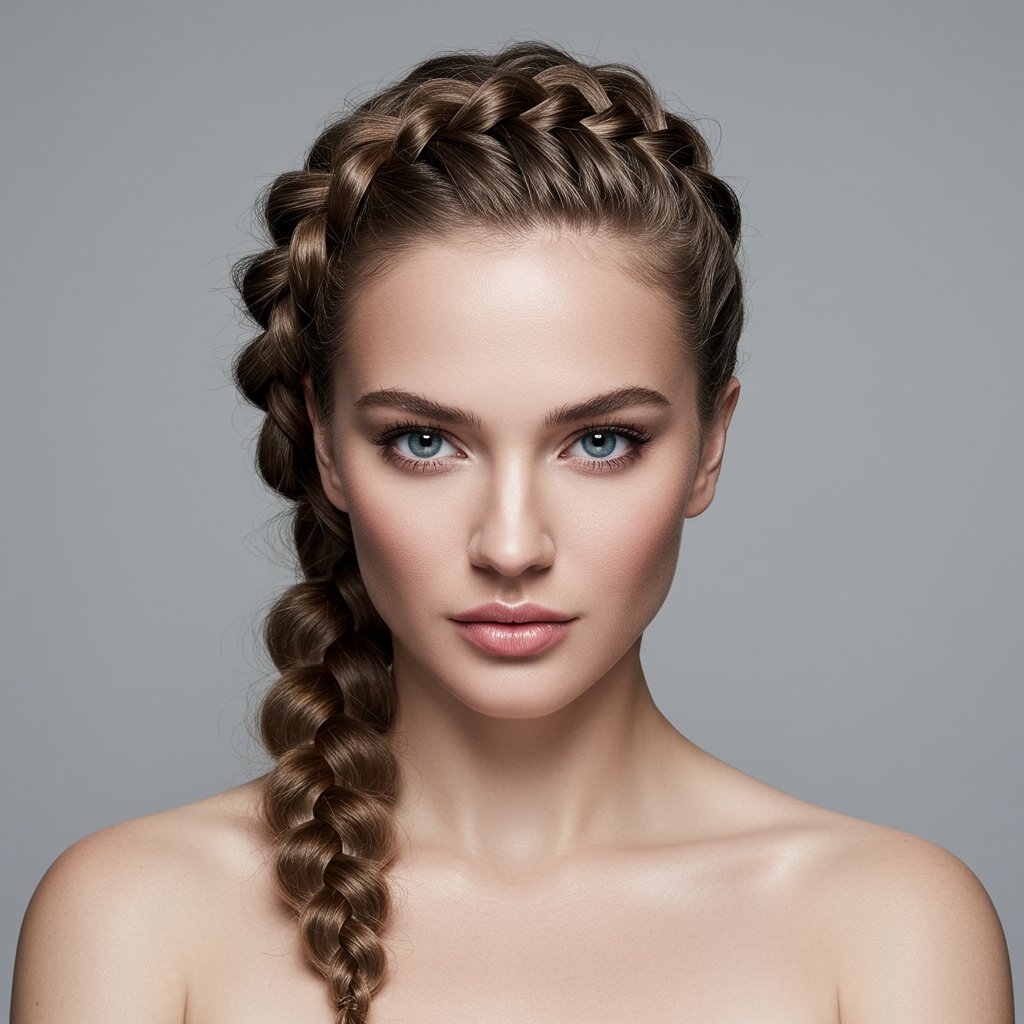 Model With Modern Dutch Braid