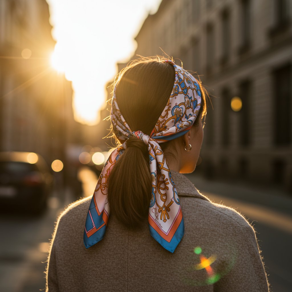Chic-Low-Ponytail-With-Silk-Scarf