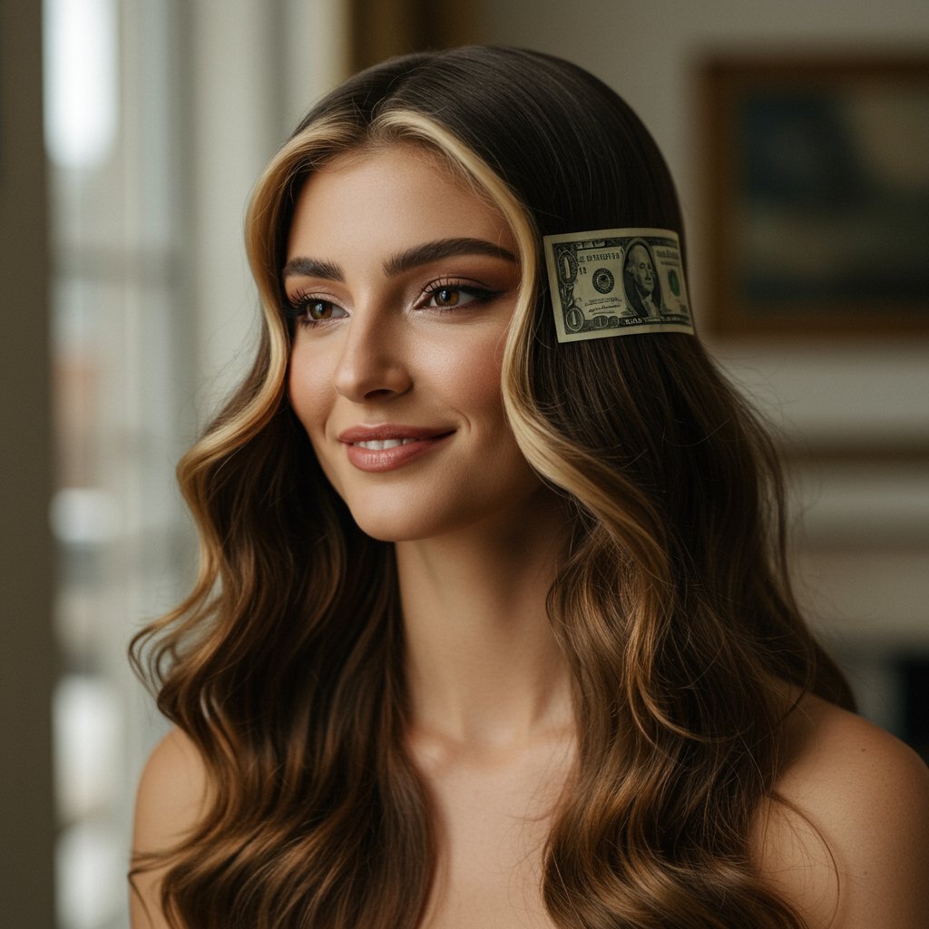 Woman With Perfect Blonde Money Piece
