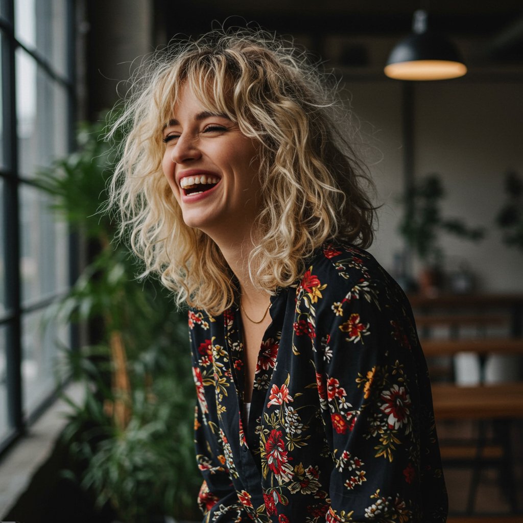 Woman With Modern Shaggy Bob