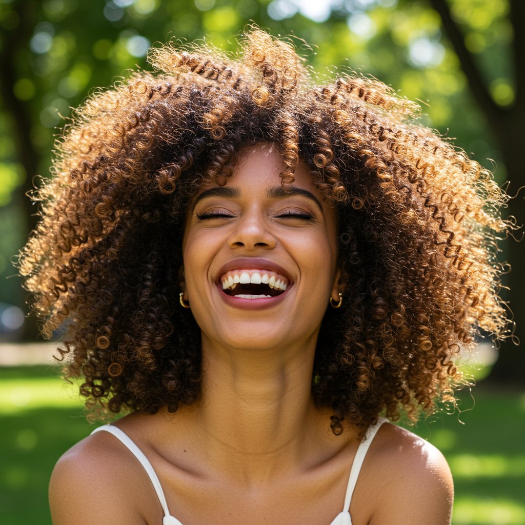 Woman With Vibrant Curly Bob