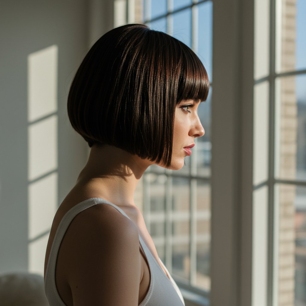 Woman With Classic Bob Looking Out Window