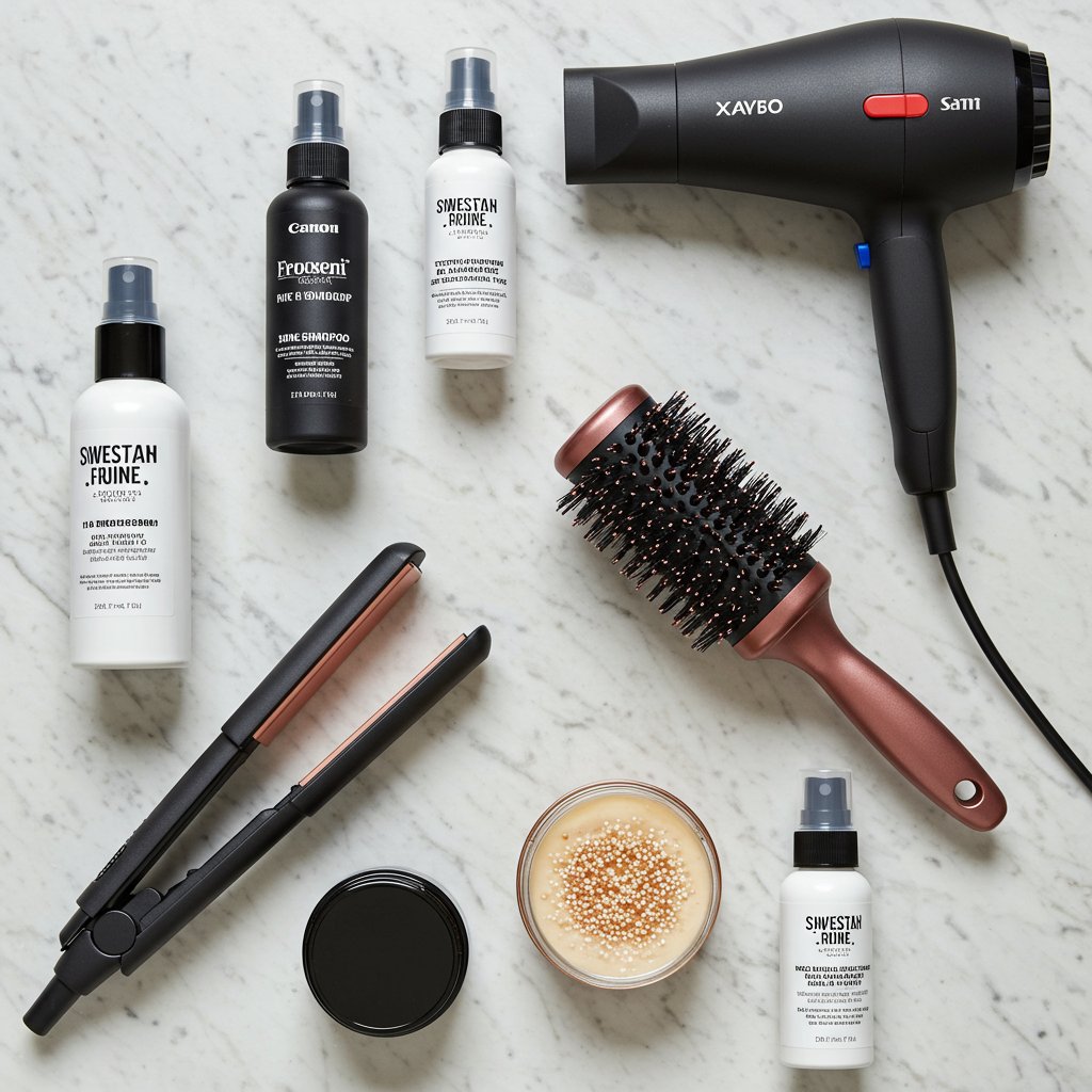 Flat Lay Of Bob Styling Tools