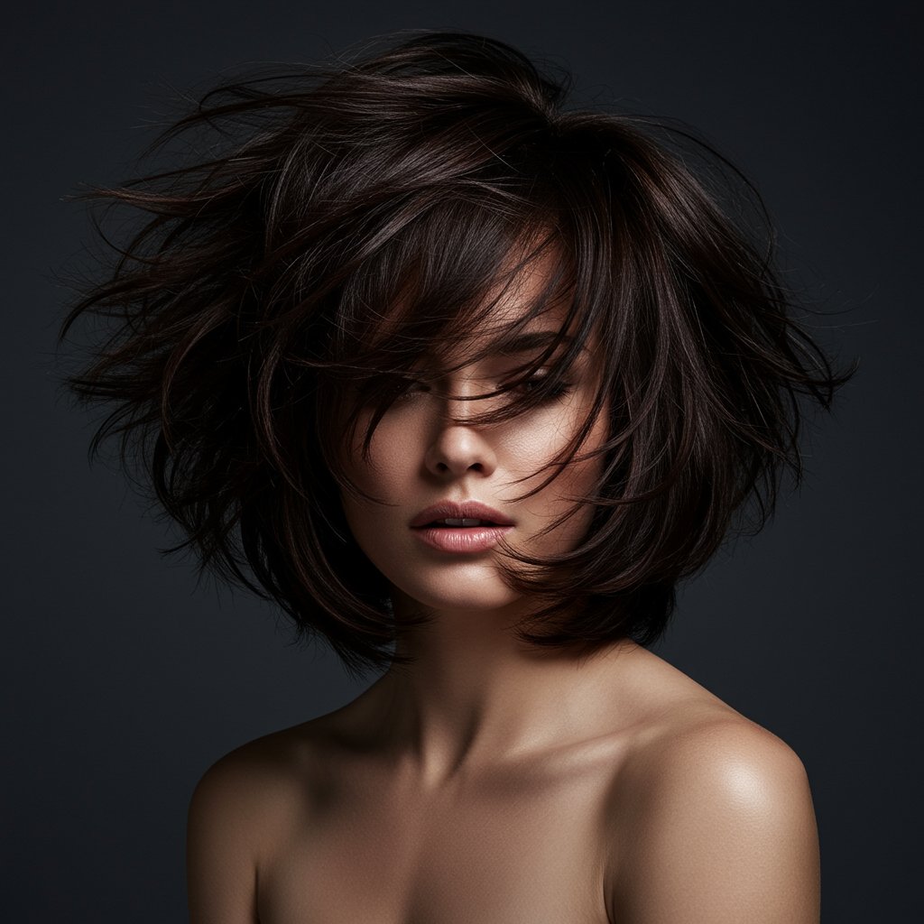 Brunette-With-Voluminous-Layered-Bob