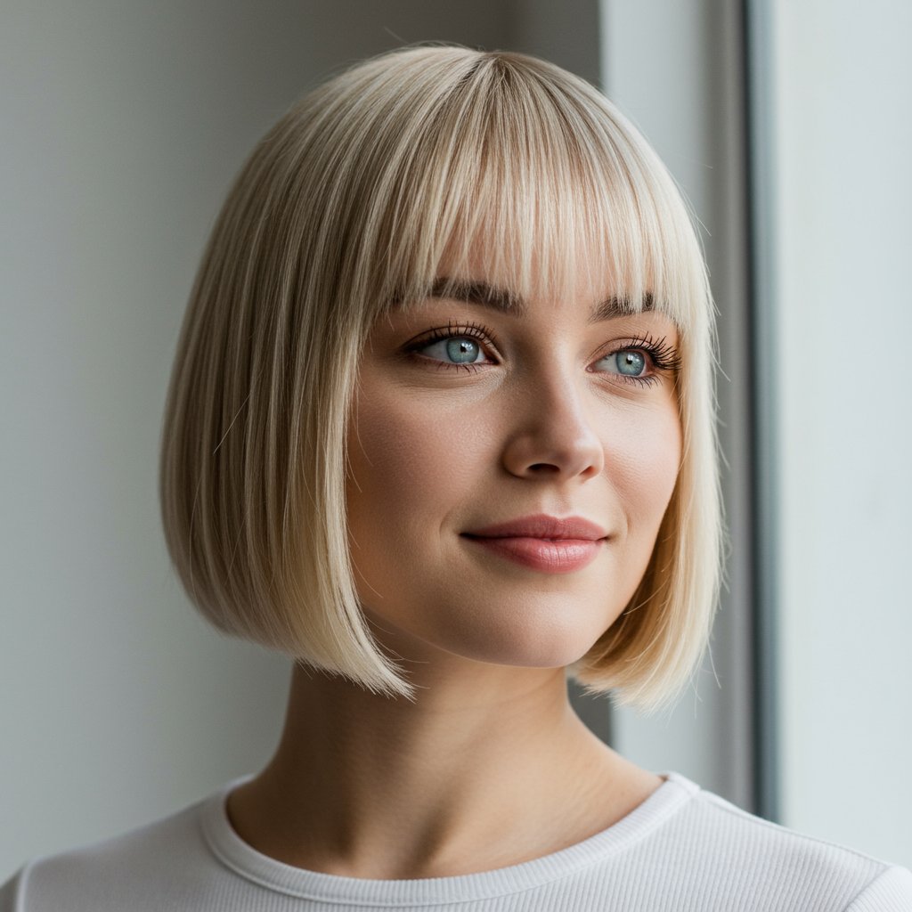 Woman-With-Chic-Blunt-Bob-For-Fine-Hair