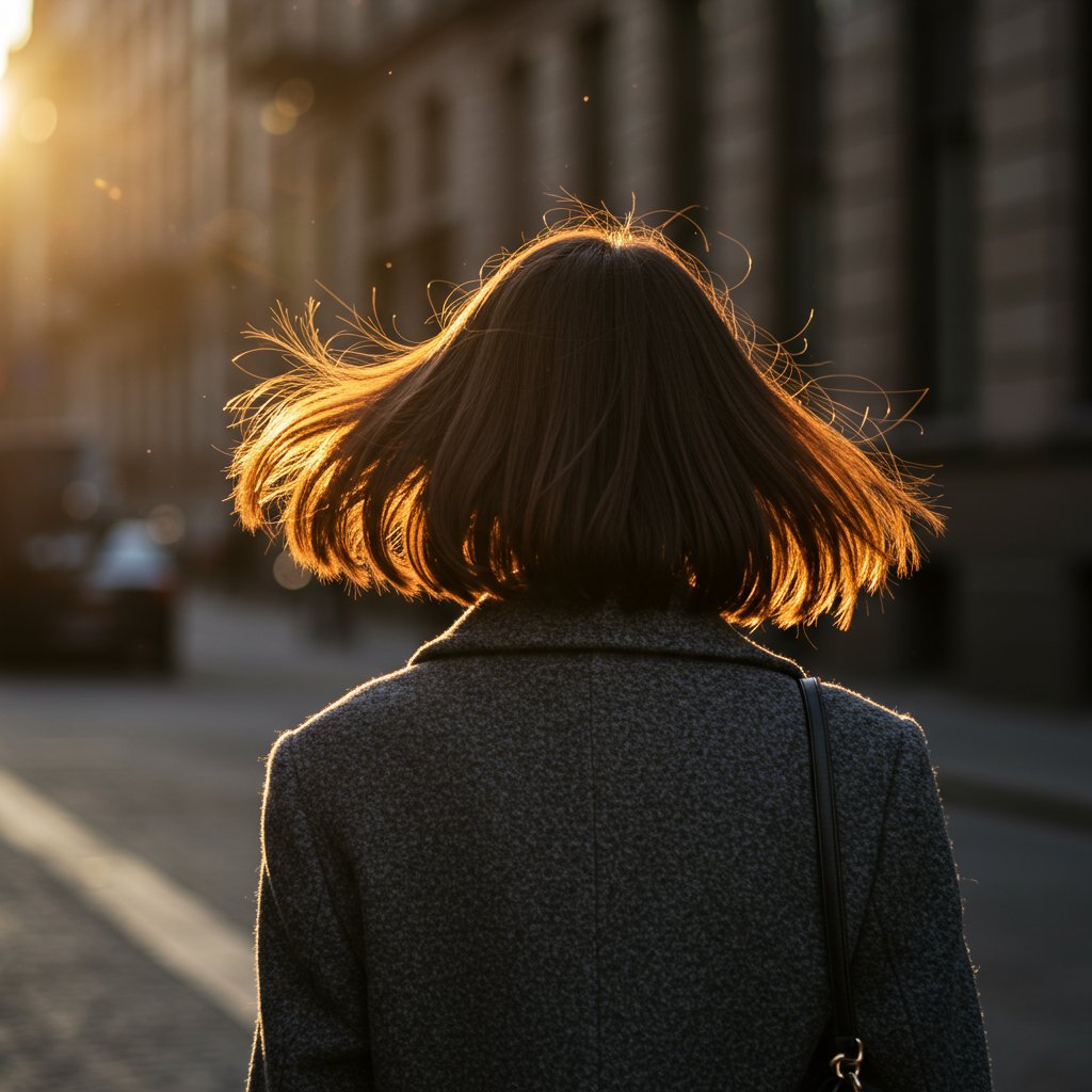 Stylish-Woman-With-Bob-Walking-Away-On-City-Street