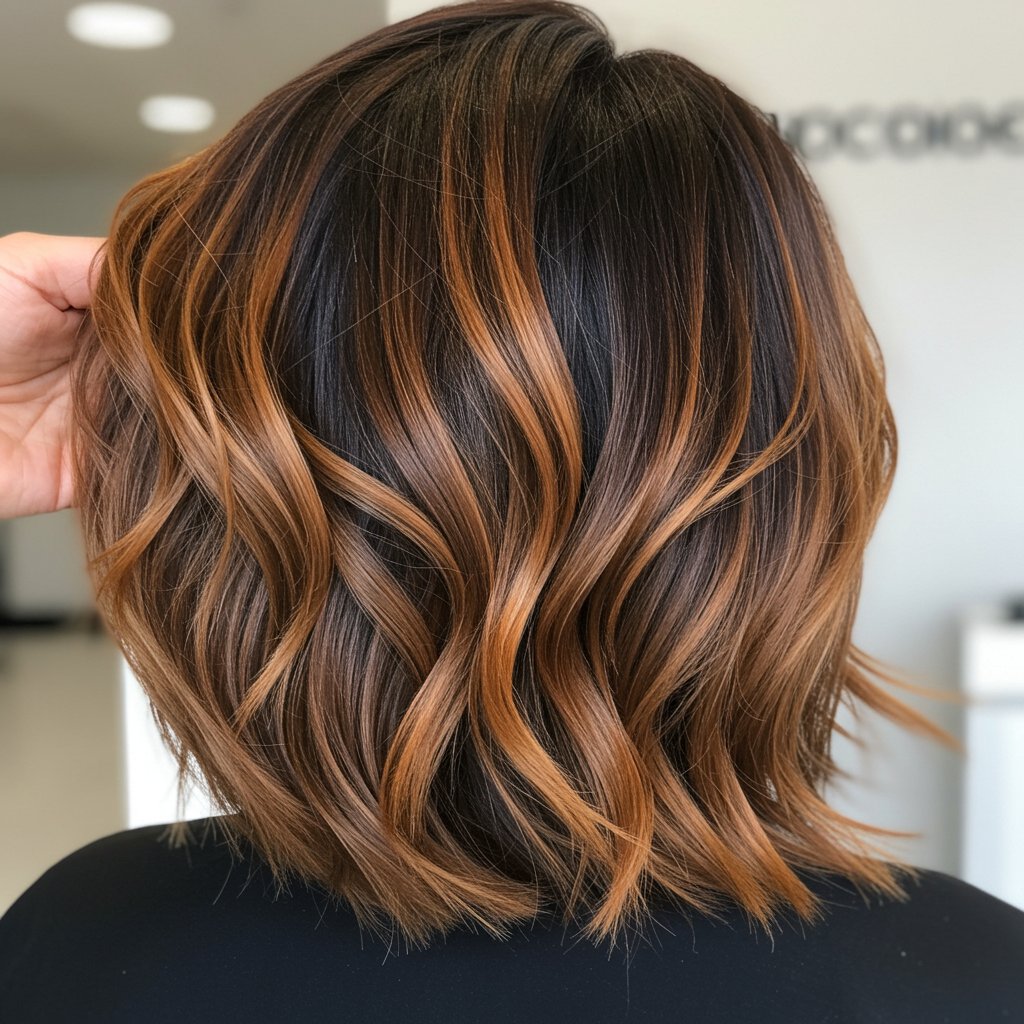 Vibrant-Balayage-On-Wavy-Bob
