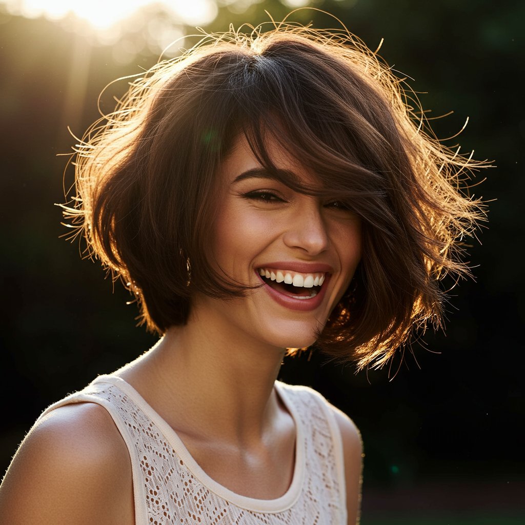 Glamorous Italian Bob Golden Hour