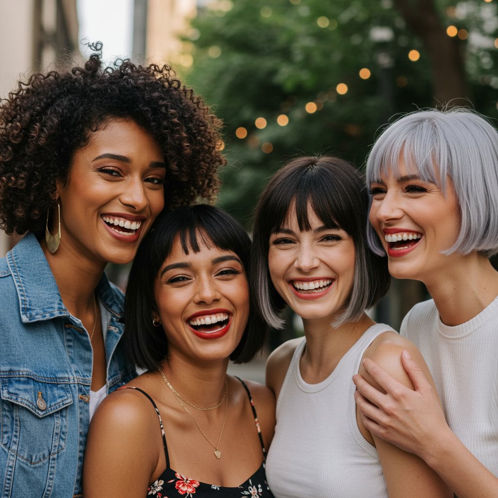 Diverse Group Of Women With Different Bob Hairstyles