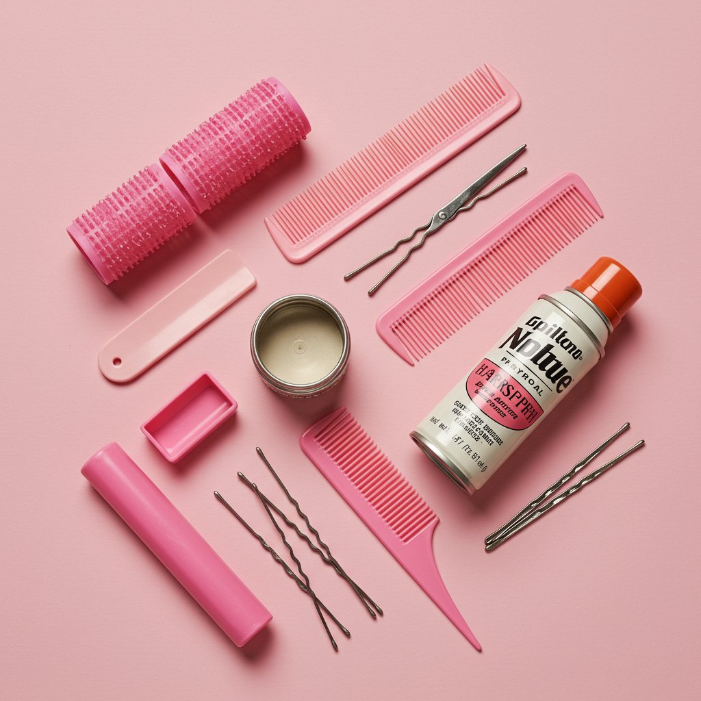 1960S Hairstyling Tools Flatlay