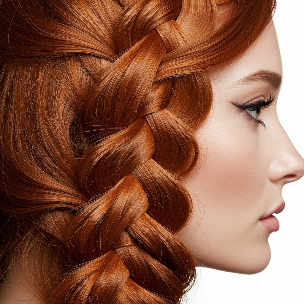 Perfectly Executed Dutch Braid On Auburn Hair