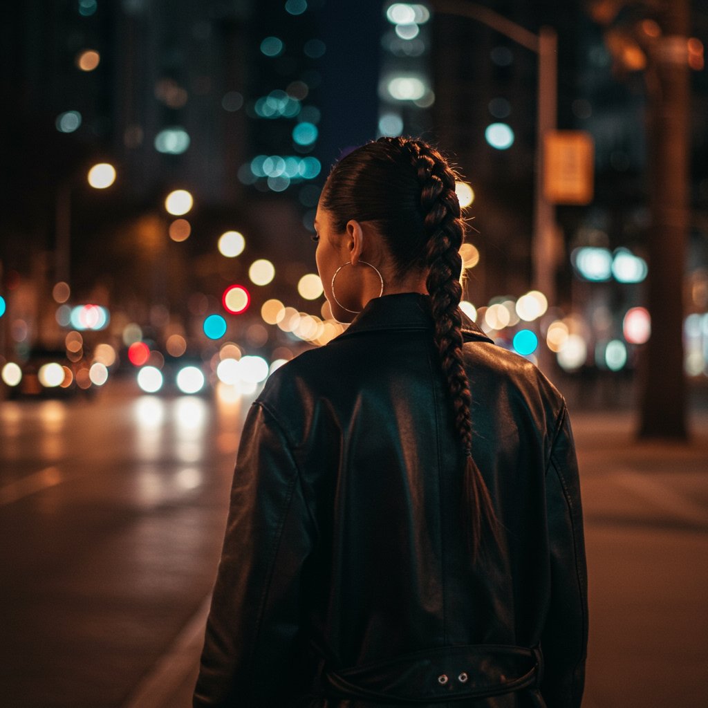 Stylish Woman With Sleek High Braided Ponytail