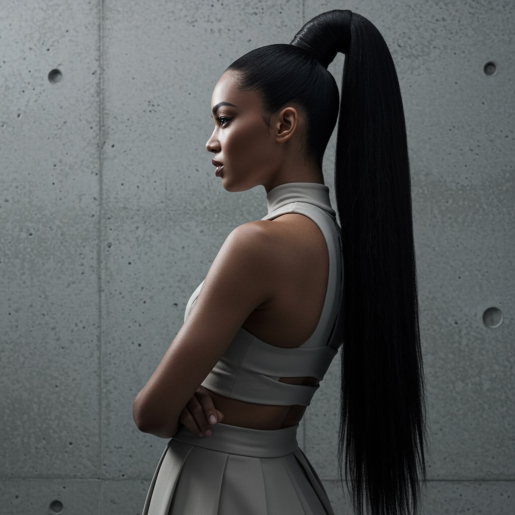 Woman With Sleek Braided Ponytail