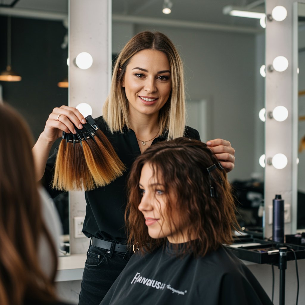 Stylist-Consulting-Client-With-Hair-Swatches