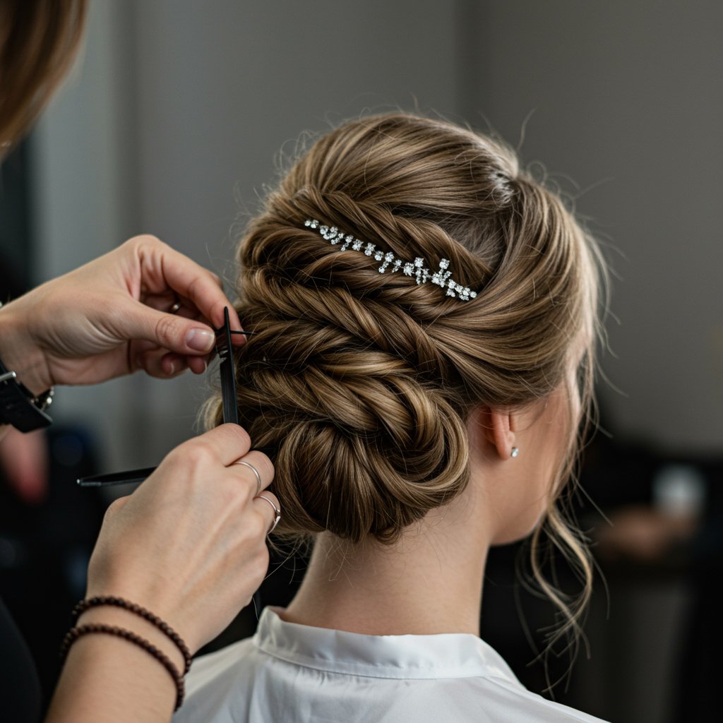 Stylist-Creating-Elegant-Updo-With-Extensions