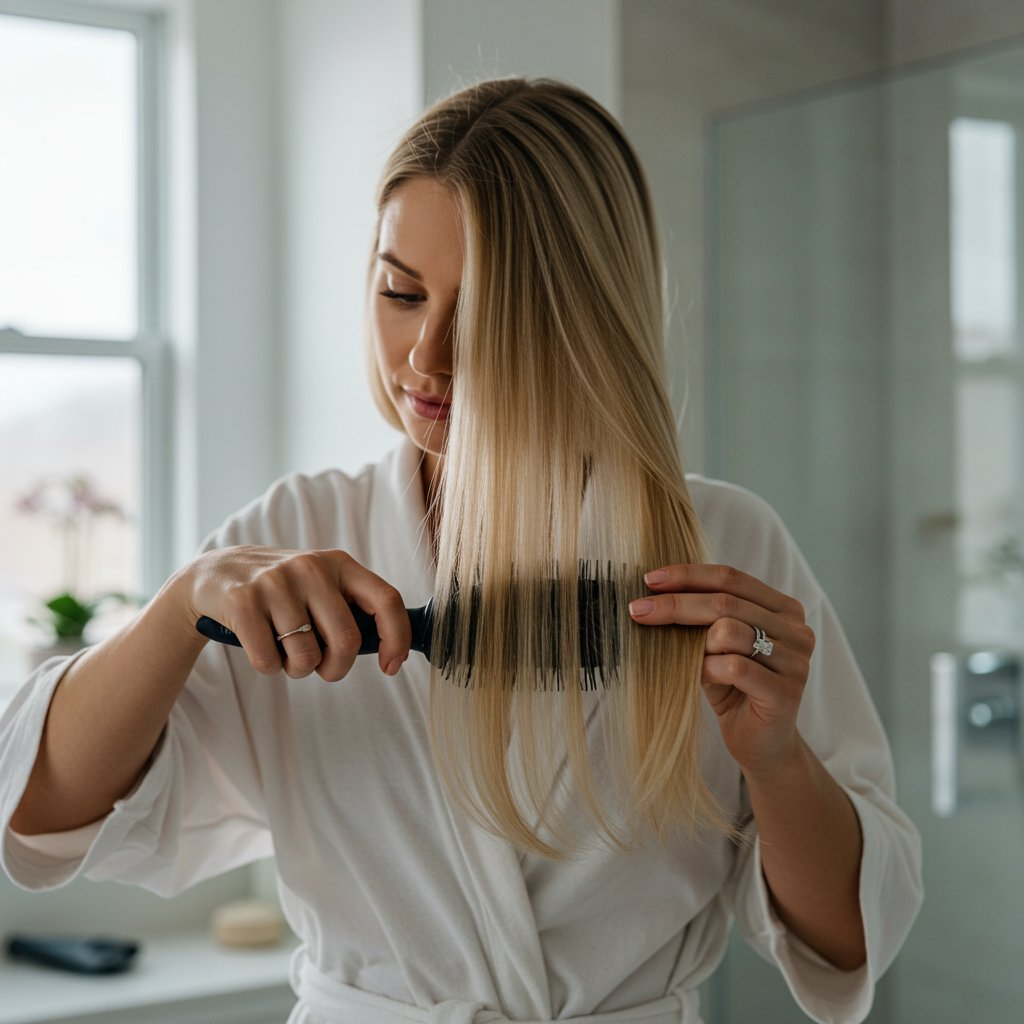 Woman-Gently-Brushing-Long-Hair-Extensions