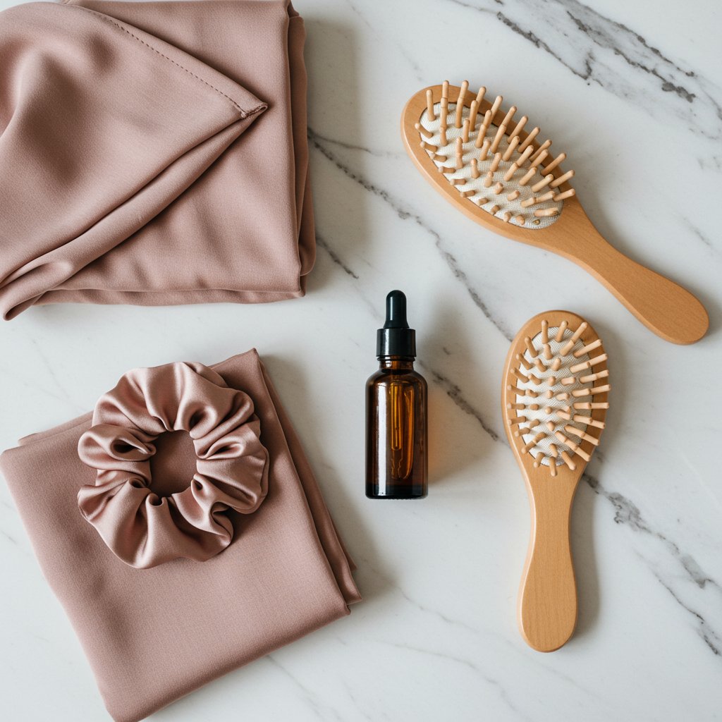 Hair Care Flat Lay Scarves