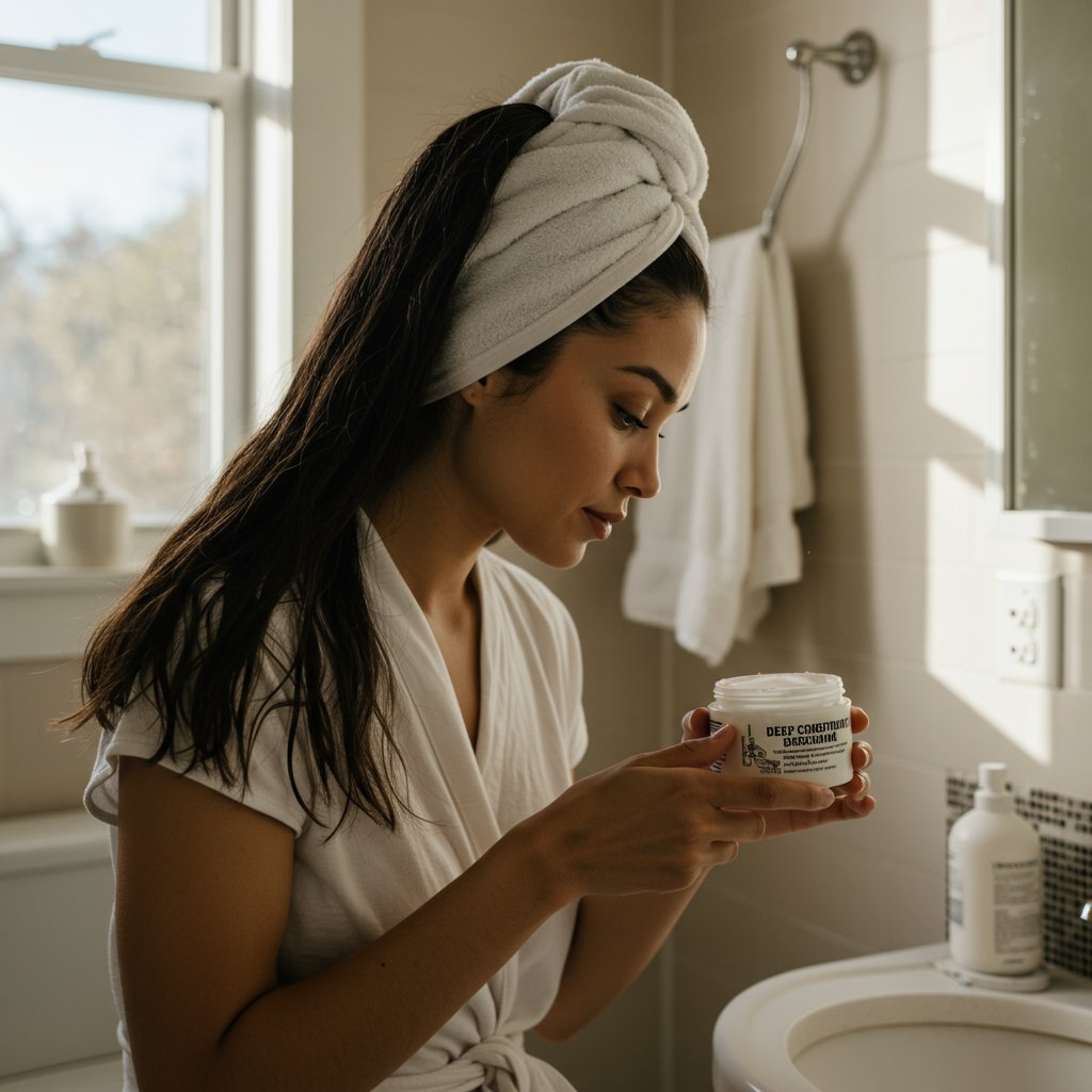 Woman Applying Hair Mask