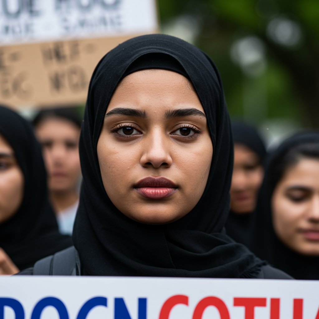 Woman Hijab Peaceful Protest