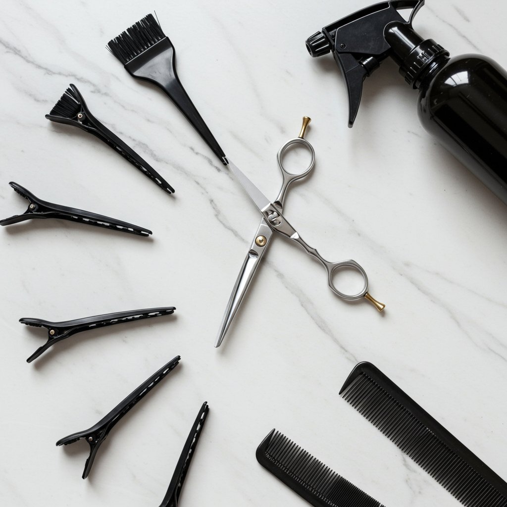 Professional Haircutting Tools Flatlay