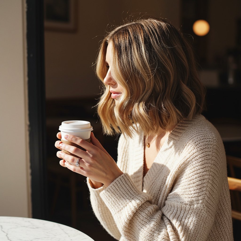 Casual-Hollywood-Waves-In-Cafe