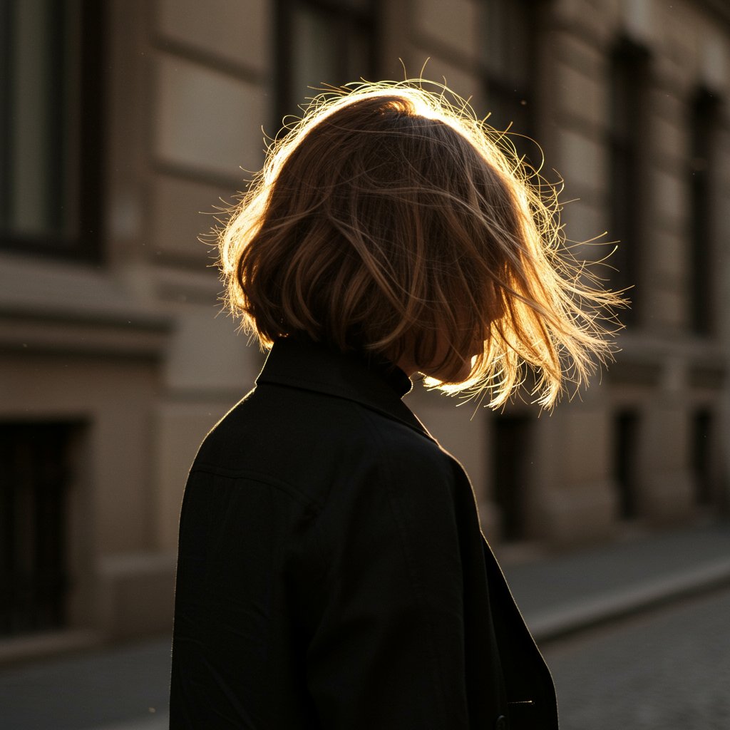 Woman With Modern Shag Cut Street Style