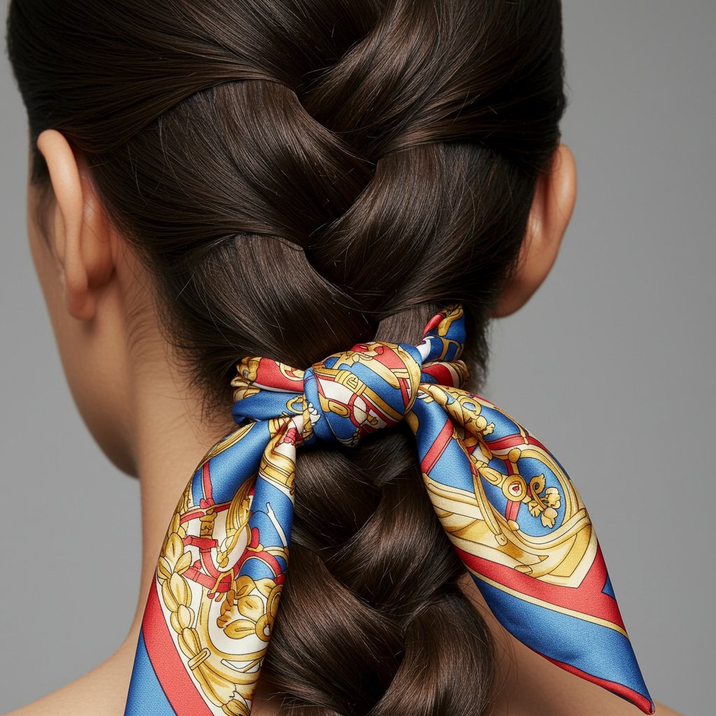 Fishtail Braid With Silk Scarf