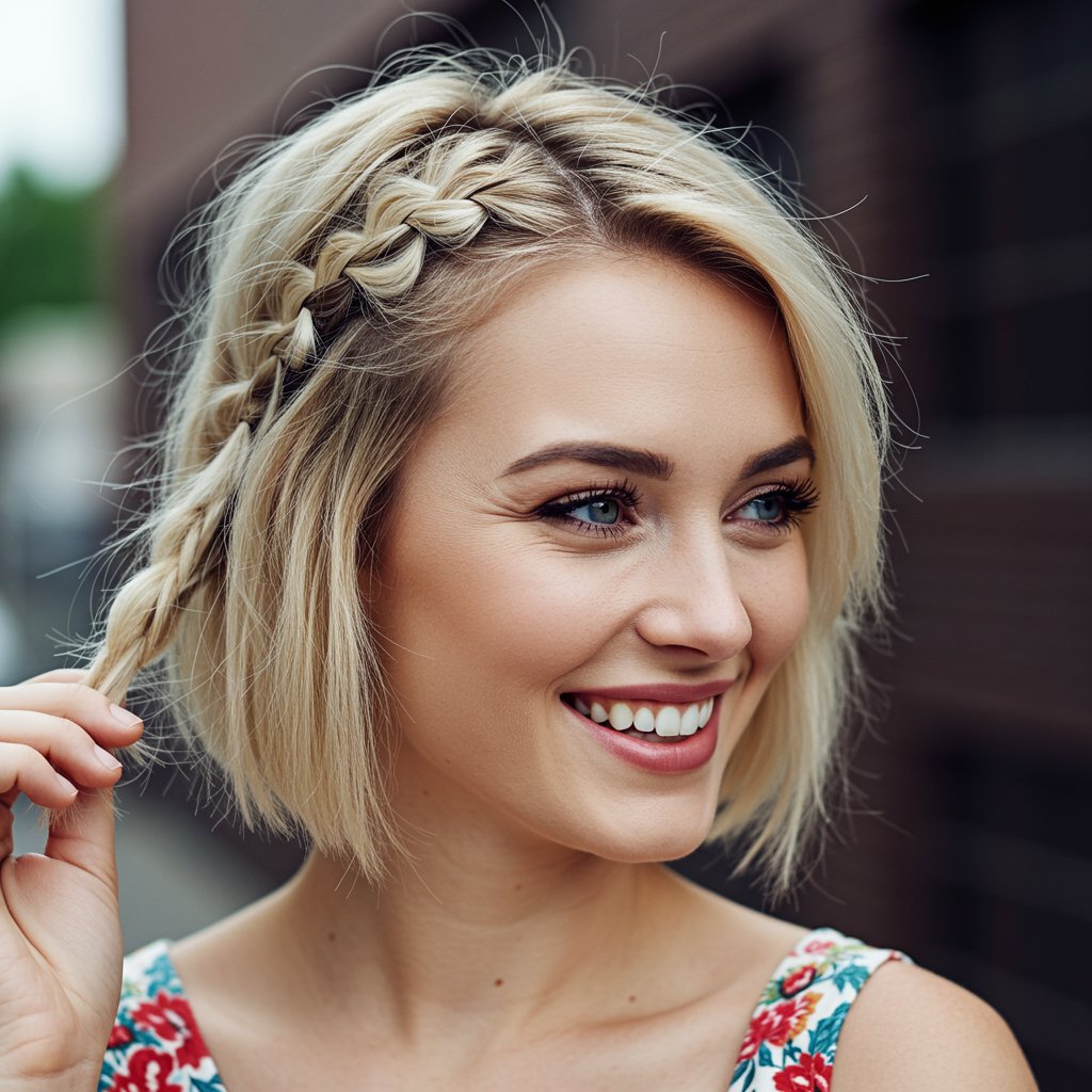 Short Hair Fishtail Accent Braid