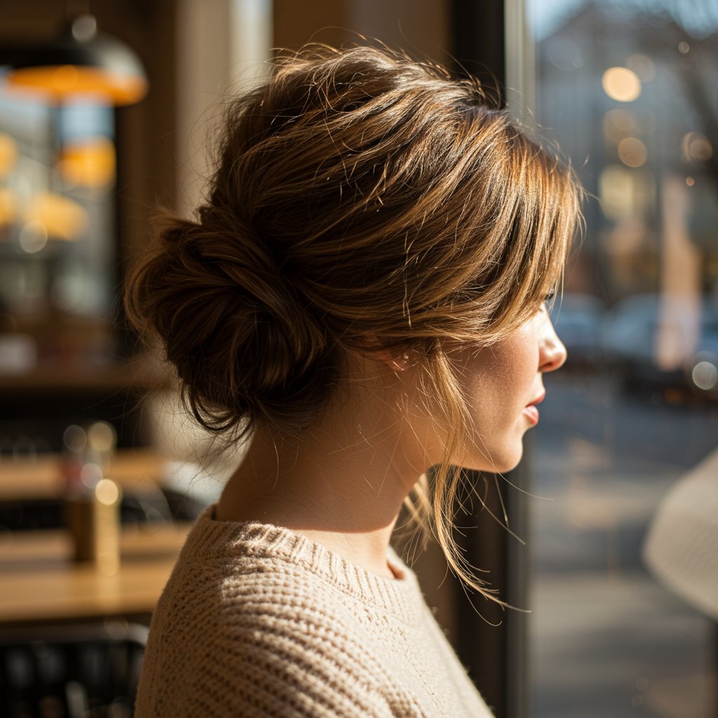 Woman With Messy Undone French Twist