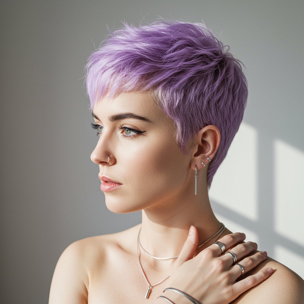 Digital Lavender Pixie Cut