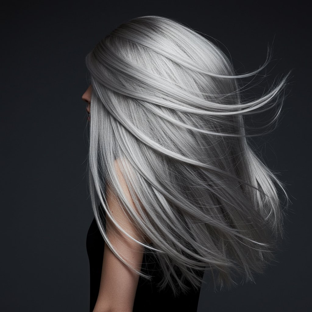 Liquid Silver Long Hair Motion