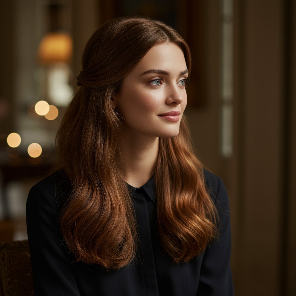 Elegant Woman Classic Half Up Style