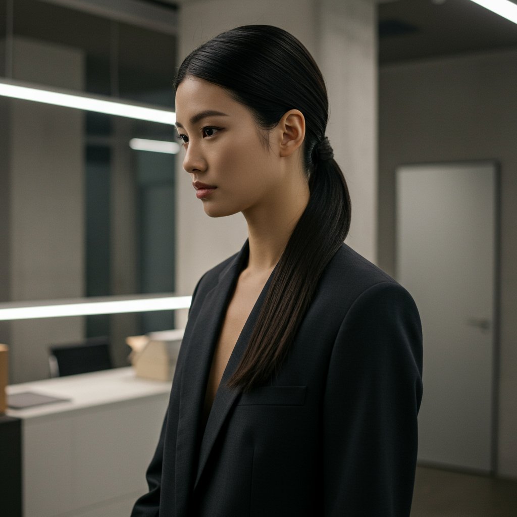 Professional Woman Sleek Half Up Ponytail