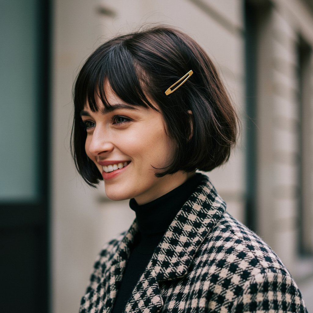 Stylish-Woman-With-Short-Hair-Half-Updo