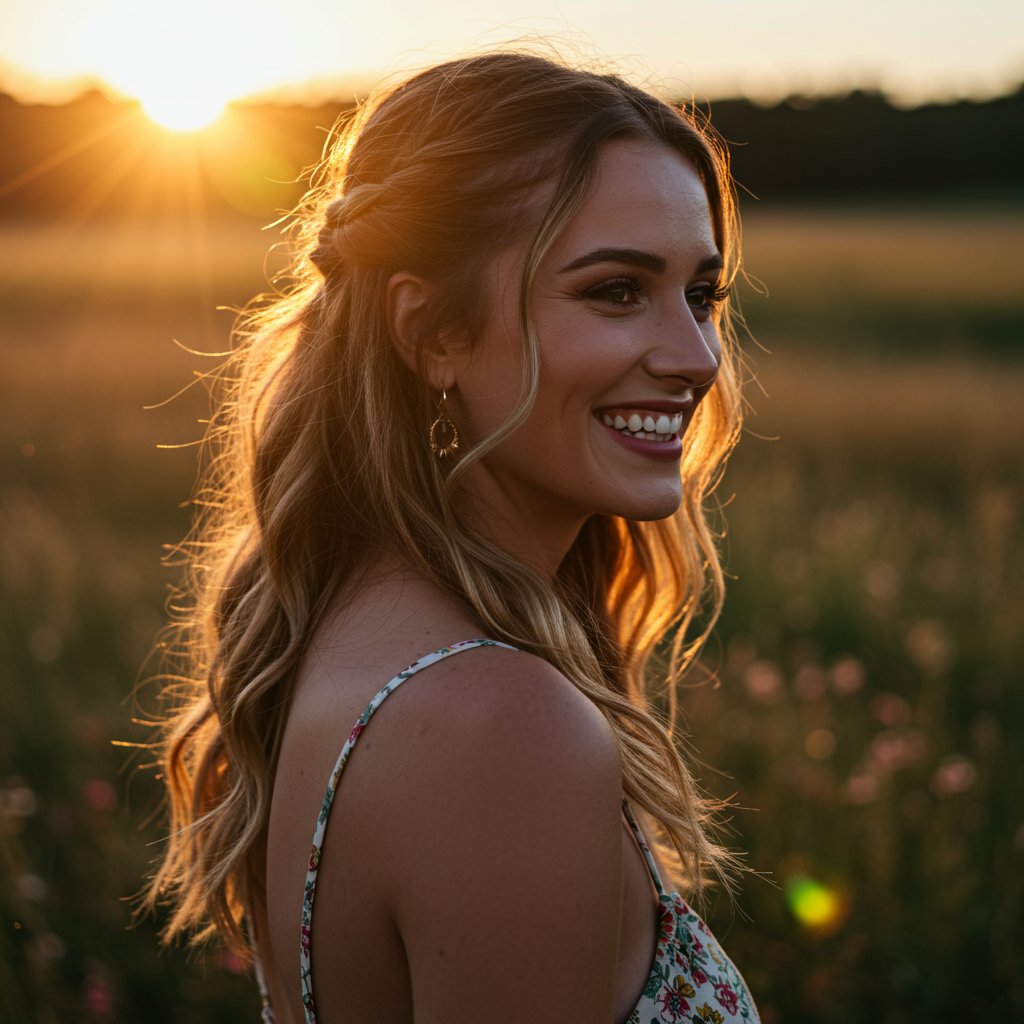 Woman-Confidently-Wearing-Half-Up-Style