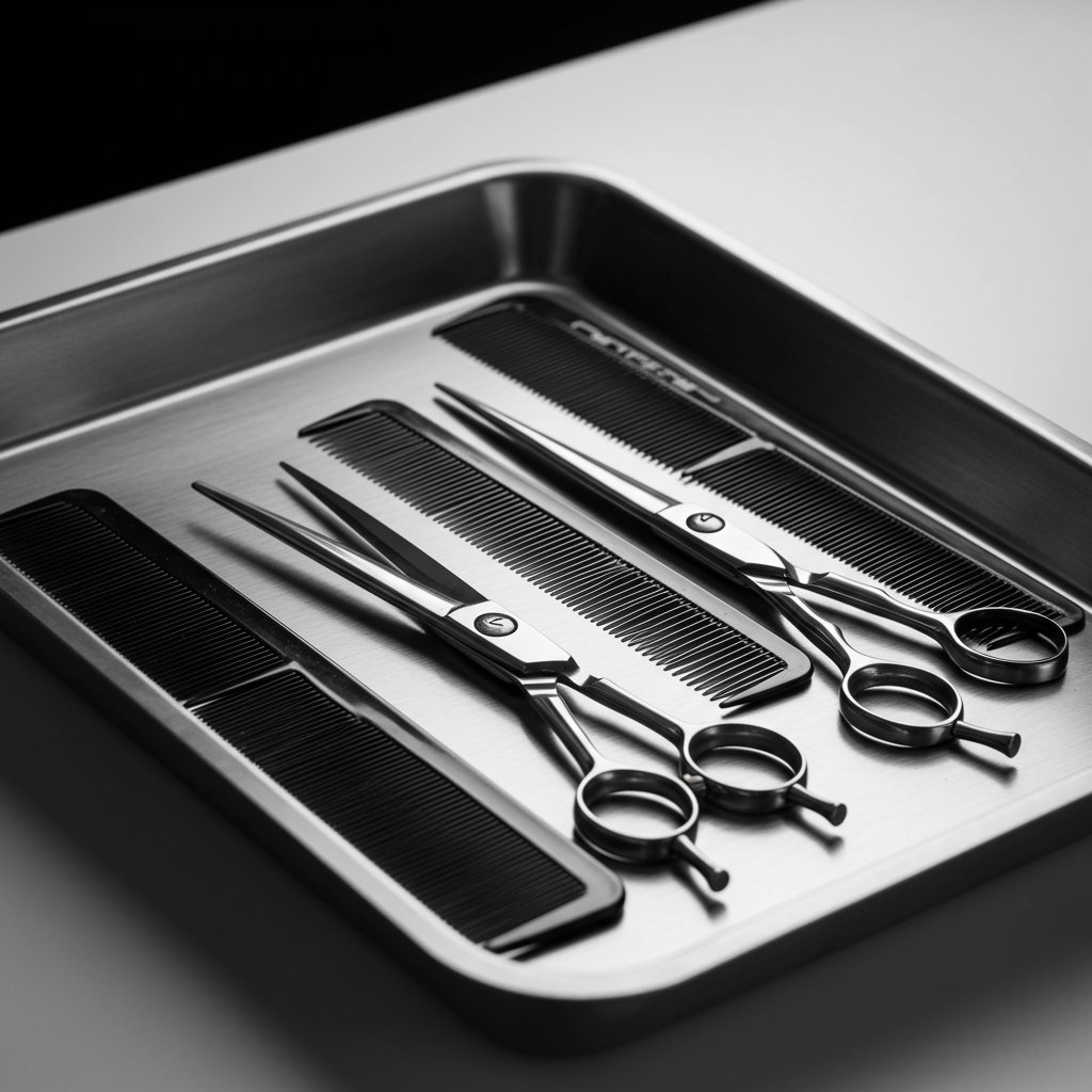 Sanitized-Hairstyling-Tools-On-Sterile-Tray