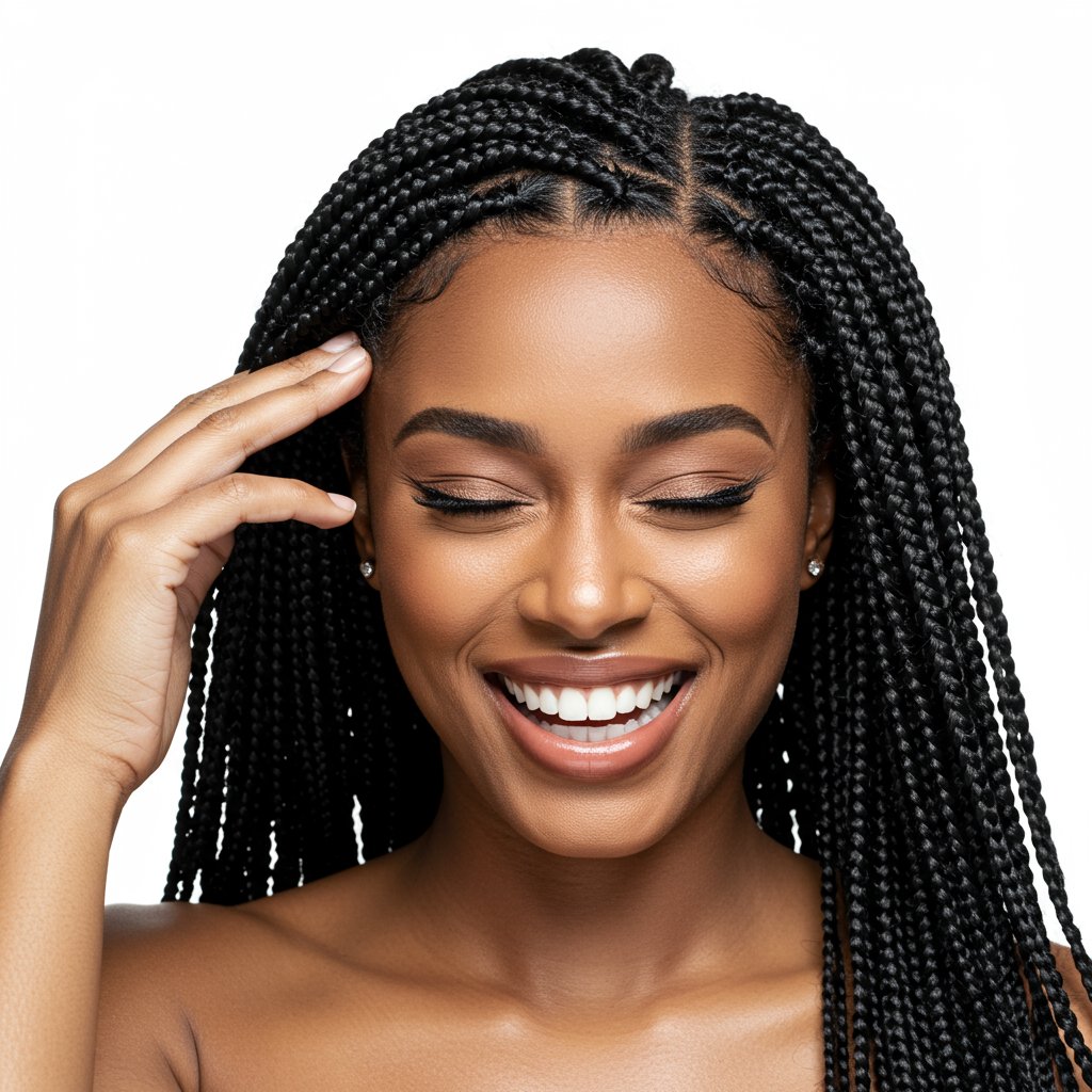 Woman Comfortably Touching Her Scalp