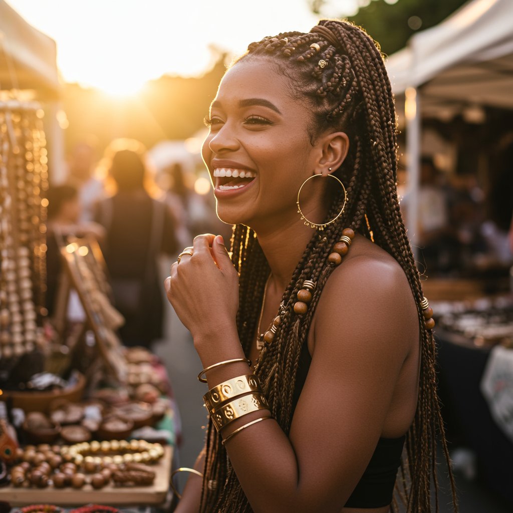 Bohemian-Knotless-Braids-With-Accessories