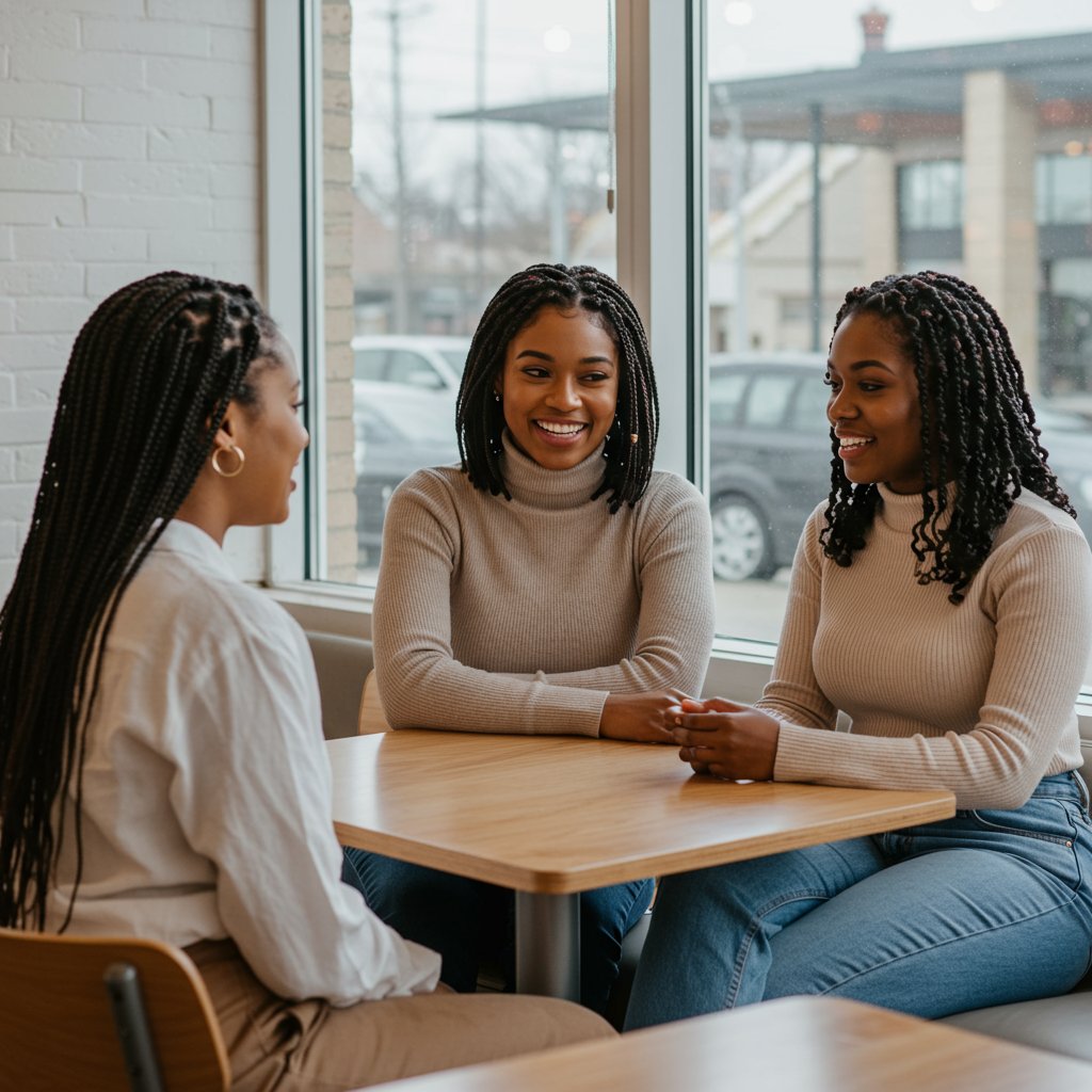 Diverse-Women-With-Knotless-Braids-In-Discussion