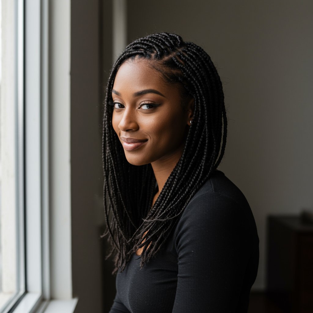 Woman-With-Fresh-Knotless-Braids