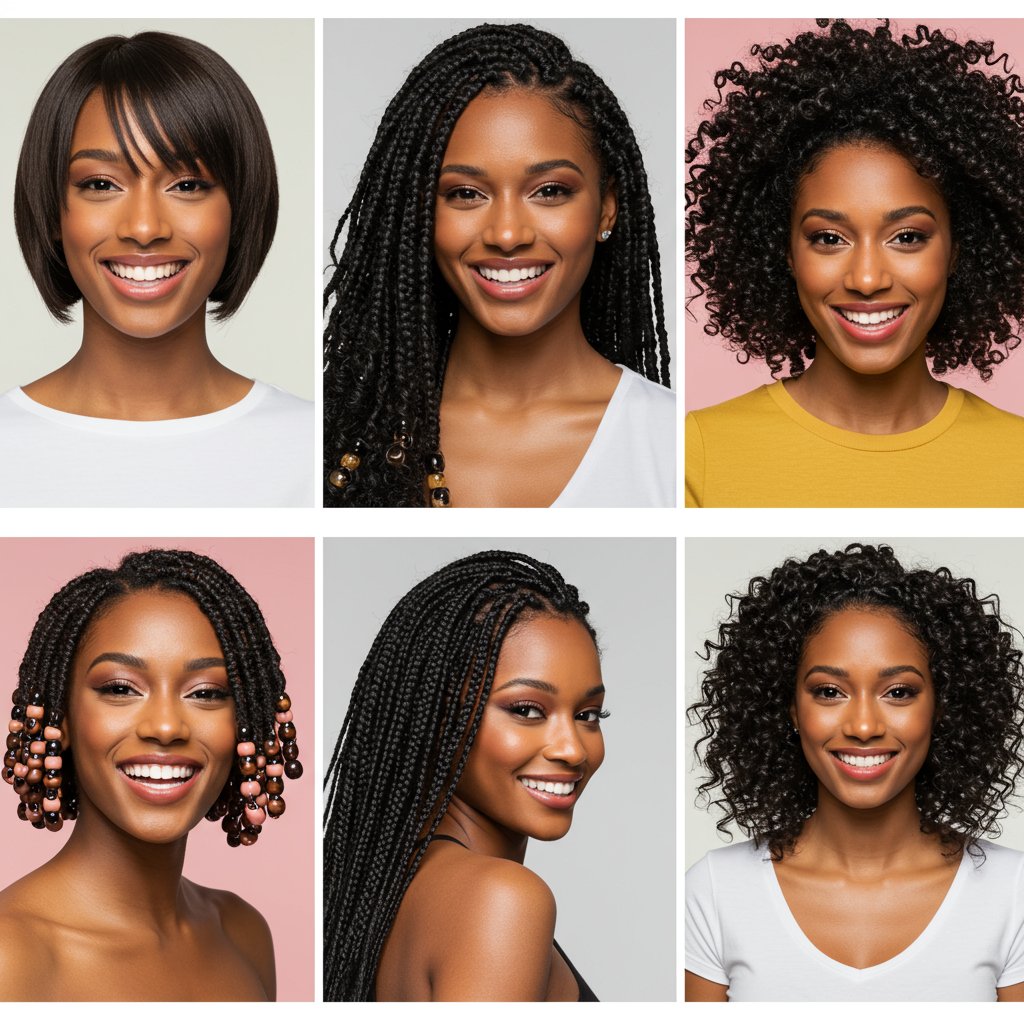 Diverse Women With Various Knotless Braid Styles