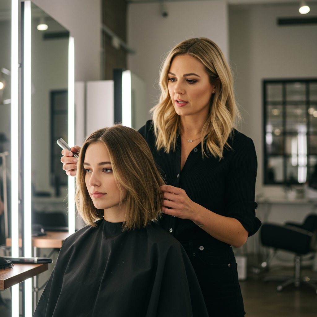 Stylist Consulting Client About Face Shape