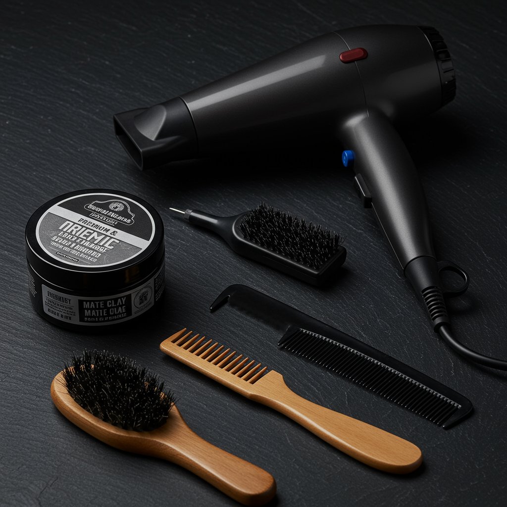 Pompadour Styling Tools Flatlay