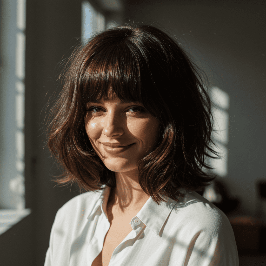 Woman With Modern Shag Looking Effortlessly Chic