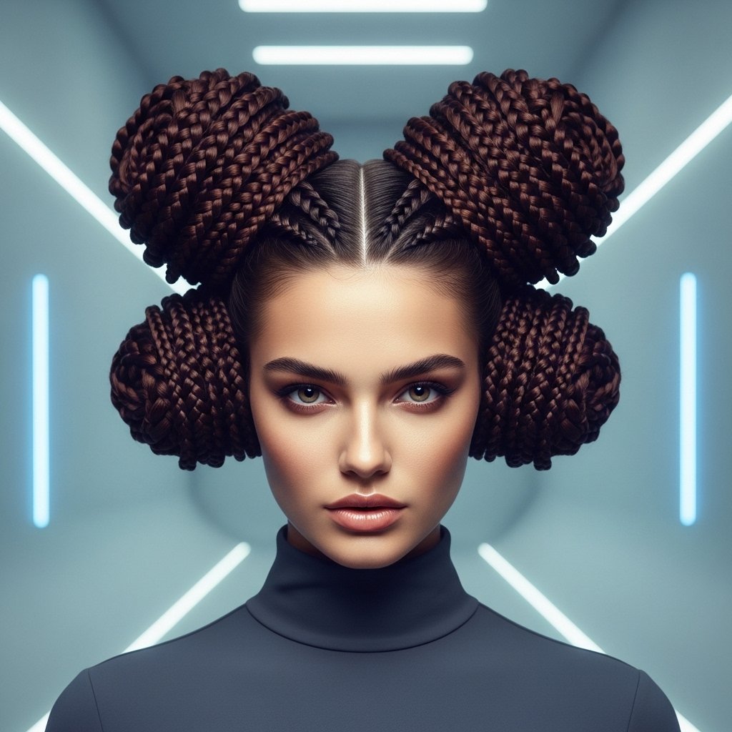 Woman With Futuristic Braided Hairstyle