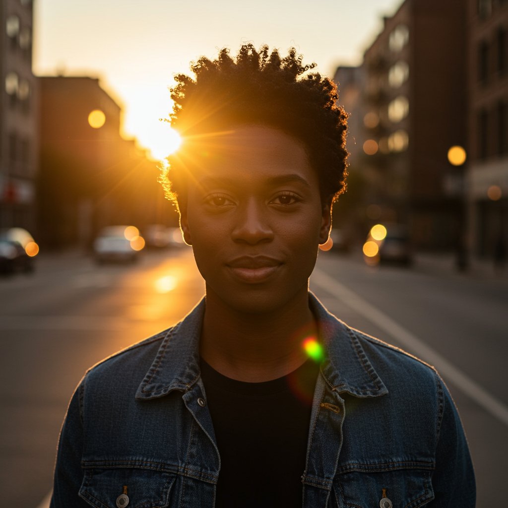 Confident-Person-With-Pompadour-Golden-Hour